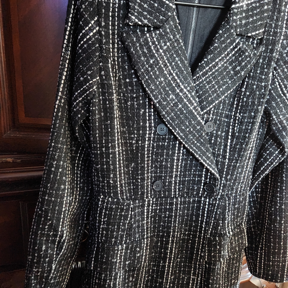 VENUS Black and White Plaid Jumpsuit